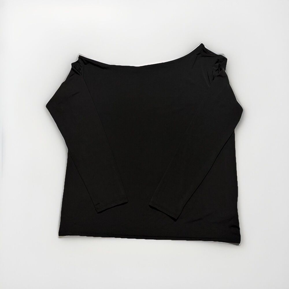 Express Black Off Shoulder Top Womens Medium Long Sleeve Stretch Knit Shirt